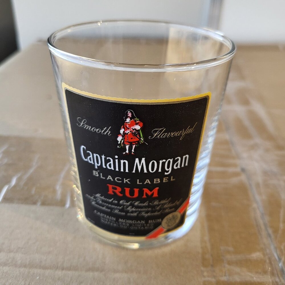 Captain Morgan Black Label Rum tumbler glass GUC SEE PICTURES